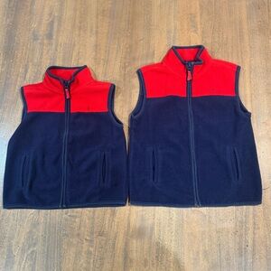 Janie and Jack Red and Navy Fleece Vests